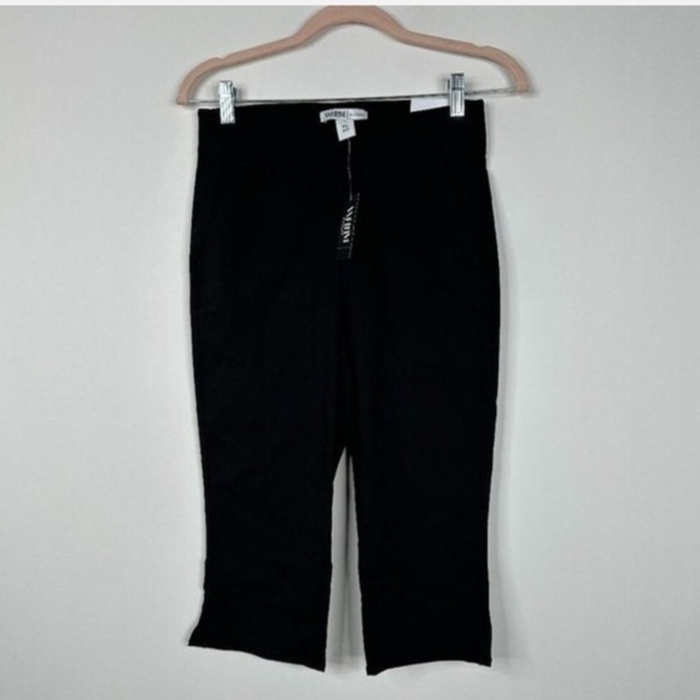 NWT White House Black Market Women 's Pull On Straight Leg Capri Pants Black 6 - Picture 2 of 8
